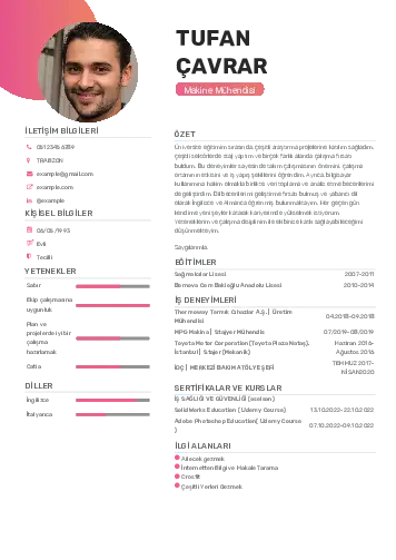 Makine Mühendisi Cv Örnekleri cv indir